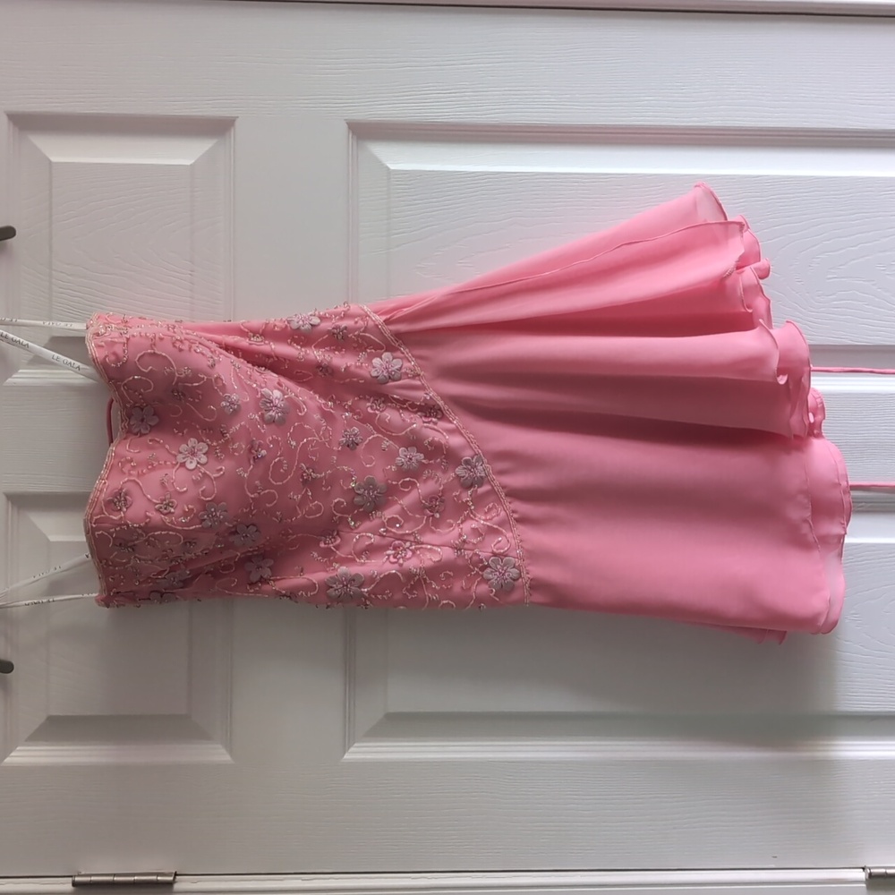 Pink corset beaded cocktail dress